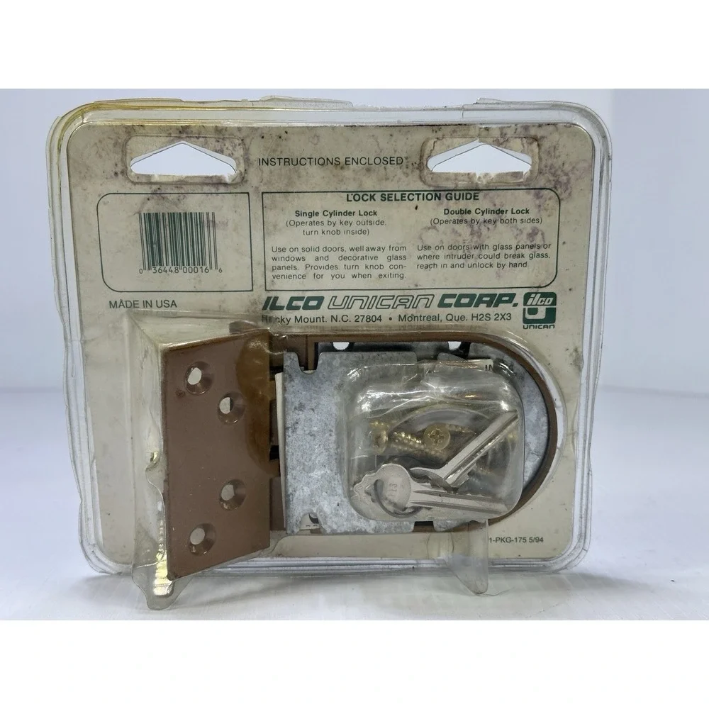 VTG Ilco JimmyProof Dead Bolt Lock 530-53-51 Single Cylinder NOS Bronze Finish